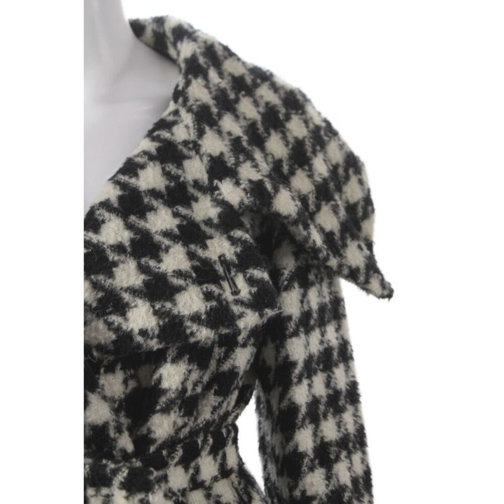 Max Mara Womens Black Check Virgin Wool Button Overcoat Size 12 - Picture 2 of 7